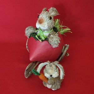 Sisal Rabbit Easter Bunny Riding Turnip Small Bubby Holding Carrot Spring Home D